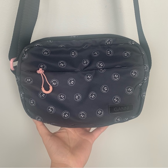 Ganni Smiley Face Recycled Crossbody Bag - Picture 2 of 10